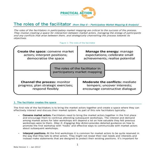 Facilitation Training Materials - Roles of the Facilitator handout | PDF