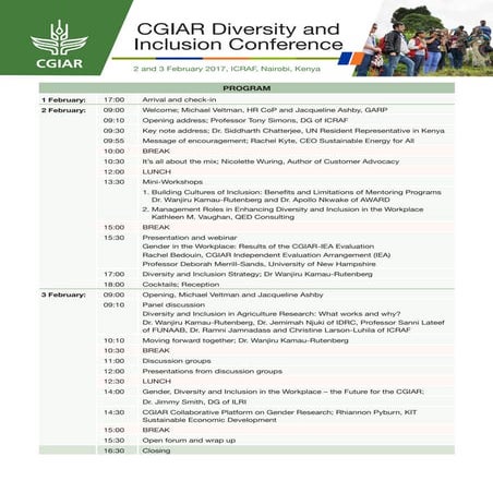 CGIAR Diversity and Inclusion Conference Program