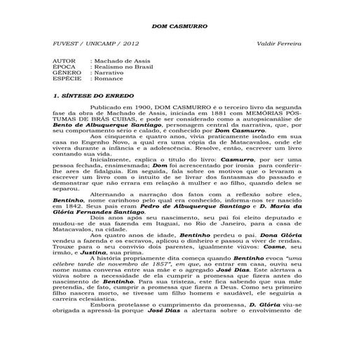 Dom Casmurro, de Machado de Assis - análise