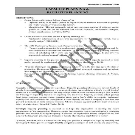 CAPACITY PLANNING AND ‎FACILITIES PLANNING