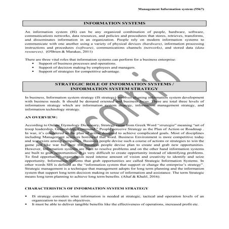 STRATEGIC ROLE OF ‎INFORMATION SYSTEMS