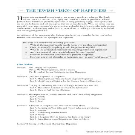 0 the jewish vision of happiness