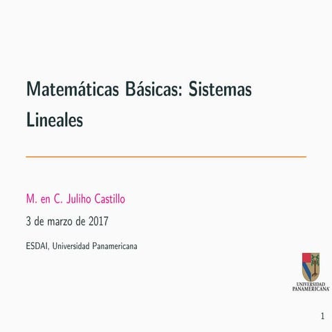 Matemáticas Básicas: Sistemas Lineales