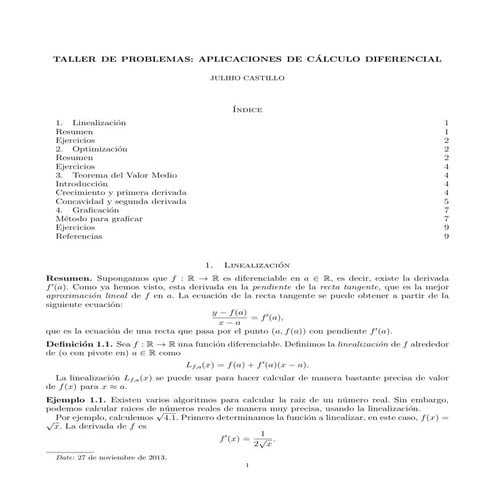 Aplicaciones del Cálculo Diferencial