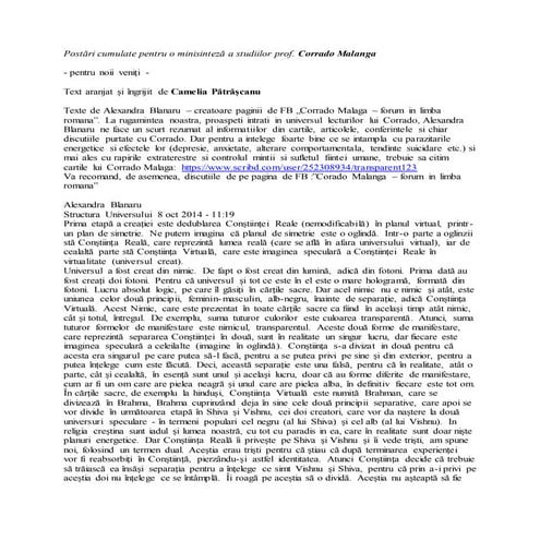 Postari cumulate    minisinteza studiilor prof   Corrado  Malanga