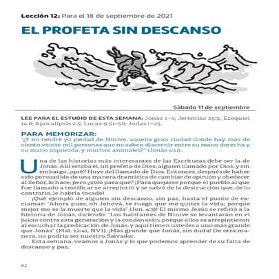 PDF | Lección 12 | El Profeta sin descanso | Escuela Sabática