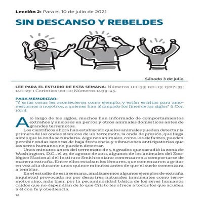 PDF | Lección 2 | Sin descanso y rebeldes | Escuela Sabática