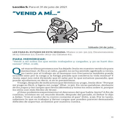 PDF | Lección 5 | “Venid a mí...” | Escuela Sabática