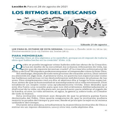 PDF | Lección 9 | Los ritmos del descanso | Escuela Sabática