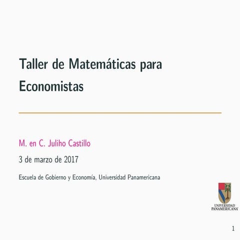 Taller de Matemáticas para Economistas
