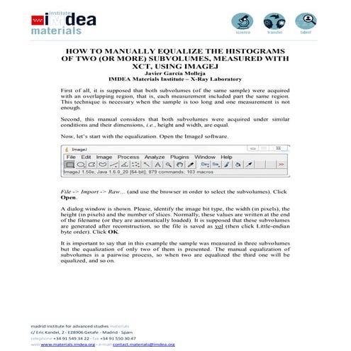 How to manually equalize the histograms of two (or more) subvolumes, measured...