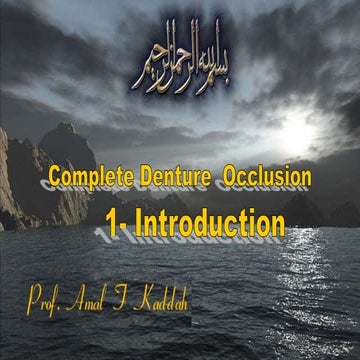 01- Occlusion in prosthodontics introduction -5th year
