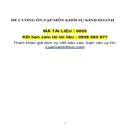 Đề cương ôn tập môn khởi sự kinh doanh - có lời giải