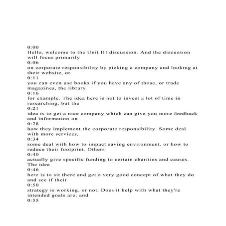  000 Hello, welcome to the Unit III discussion. And the d.docx