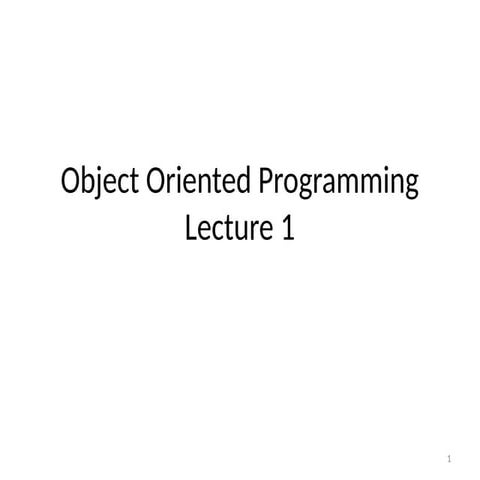 Comprehensive Introduction to Object-Oriented Programming in Java | PPTX