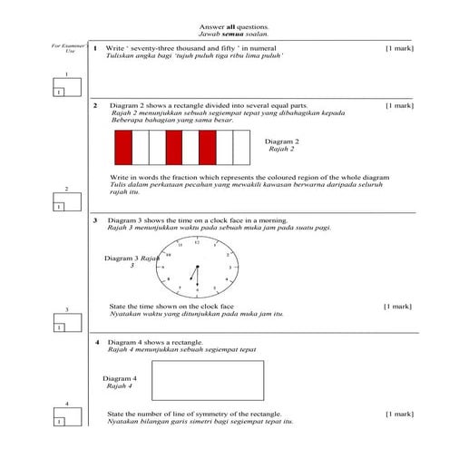 001 latihtubi math upsr - kertas ii | PDF