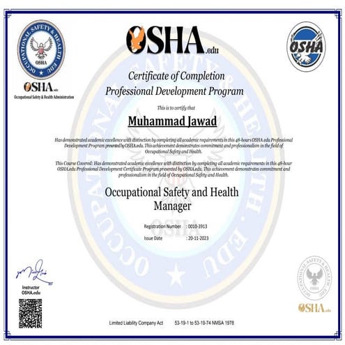 Muhammad Jawad _ Osha 48 Hours _ Certificate