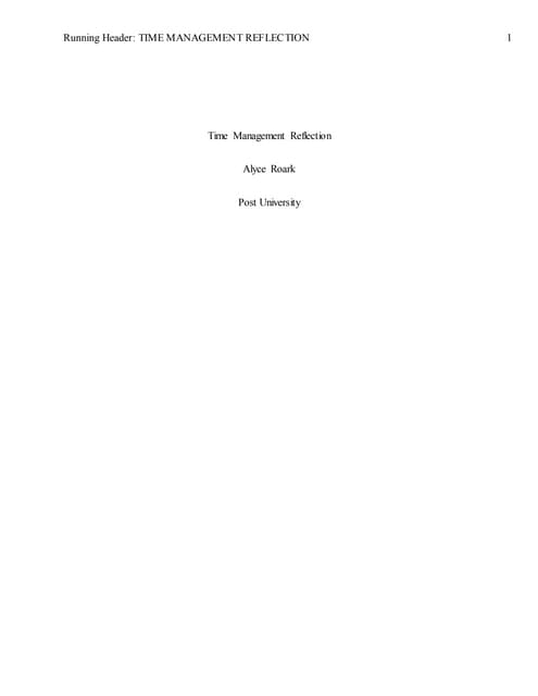 Time Management Reflection