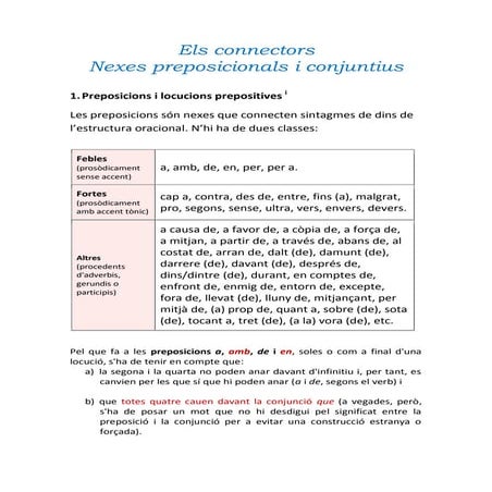 0014f els connectors nexes preposicionals i conjuntius