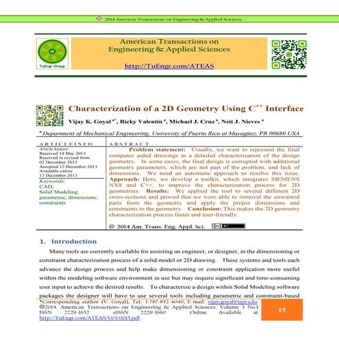 Characterization of a 2D Geometry Using C++ Interface