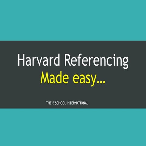 Harvard referencing Made Simple