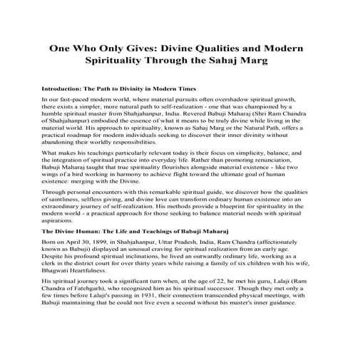 One Who Only Gives: Divine Qualities and Modern Spirituality Through the Saha...