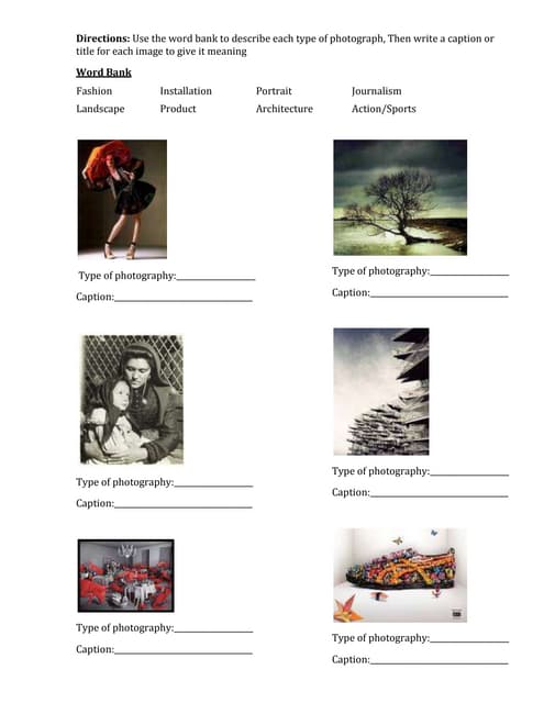 History Of Photo Worksheet