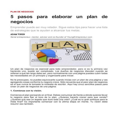 Guía práctica para elaborar un plan de negocios | PDF