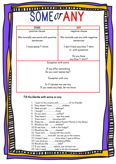 Some or Any ESL Worksheet | PDF