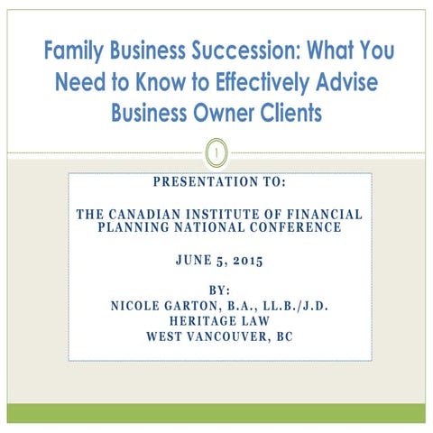Family Business Succession: What You Need to Know to Effectively Advise Busin...