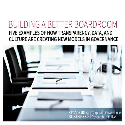 BUILDING A BETTER BOARDROOM FIVE EXAMPLES OF HOW TRANSPARENCY, DATA, AND CULT...