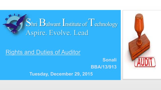 duties and rights of auditor
