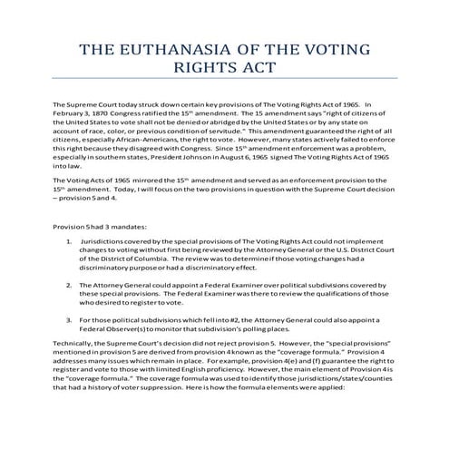 The Voting Rights Act of 1965 | PPTX
