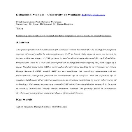 Extending canonical action research model to implement social media in microb...