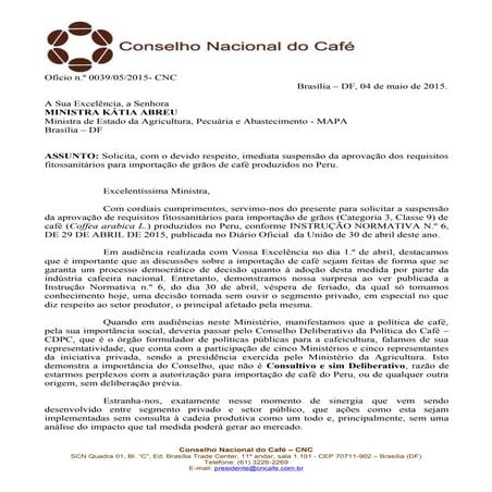 0039  solicita a ministra kátia abreu cancelamento imediado da importação de ...