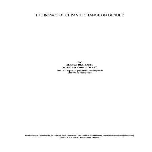 The IMPACT OF CLIMATE CHANGE ON GENDER