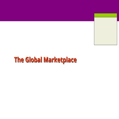 GLOBAL MARKETS, CATEGORIES, CLASSIFICATION