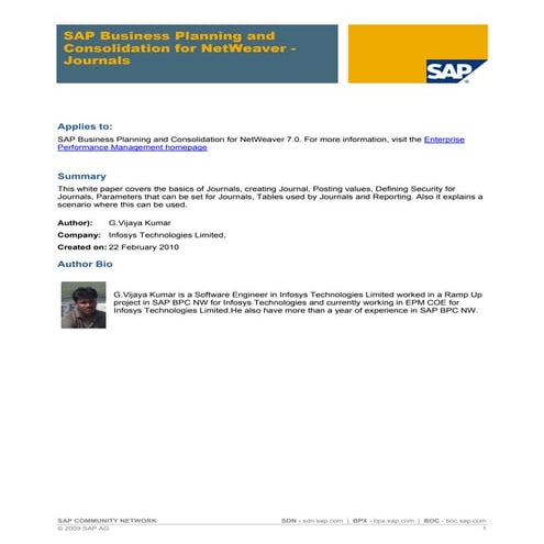 Journals SAP BPC 7