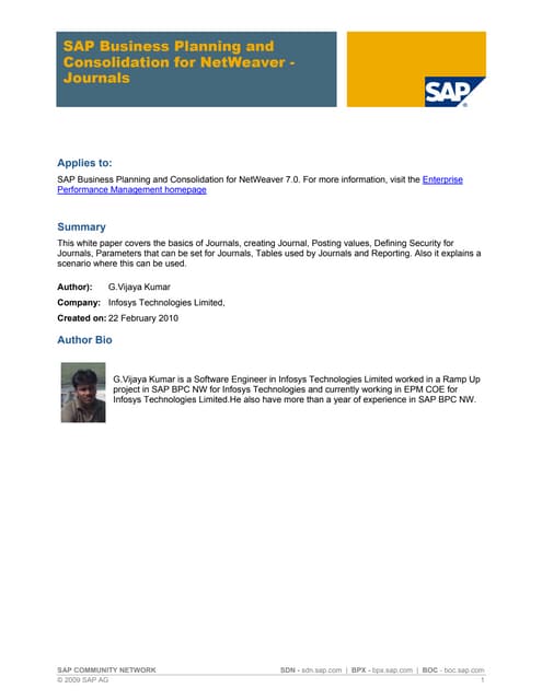 Journals SAP BPC 7