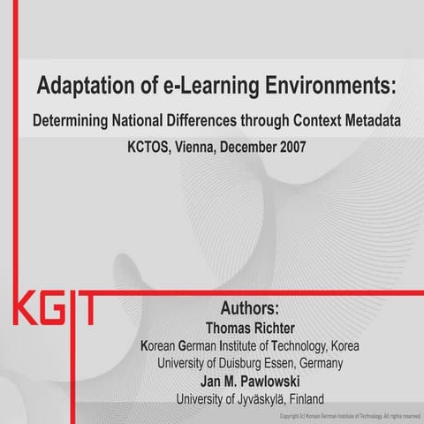 Adaptation of e-Learning Environments: Determining National Differences throu...