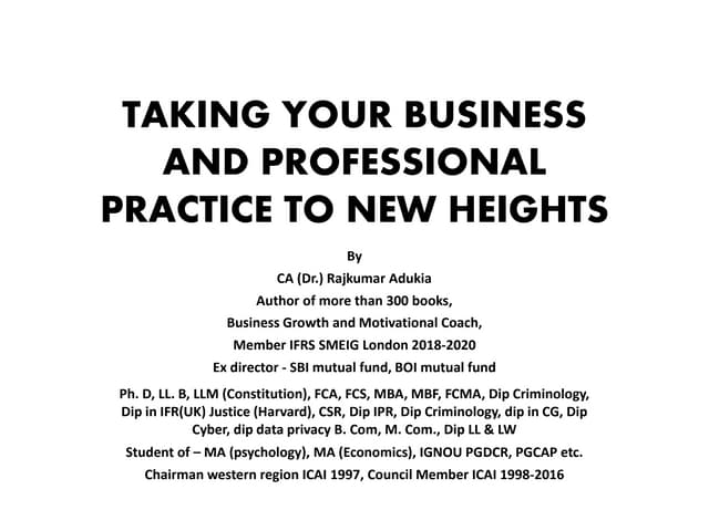 taking your business & professional practice to new heights