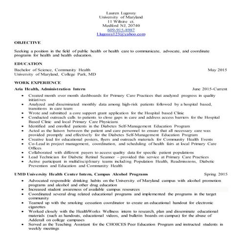 Resume - Lauren Lugossy