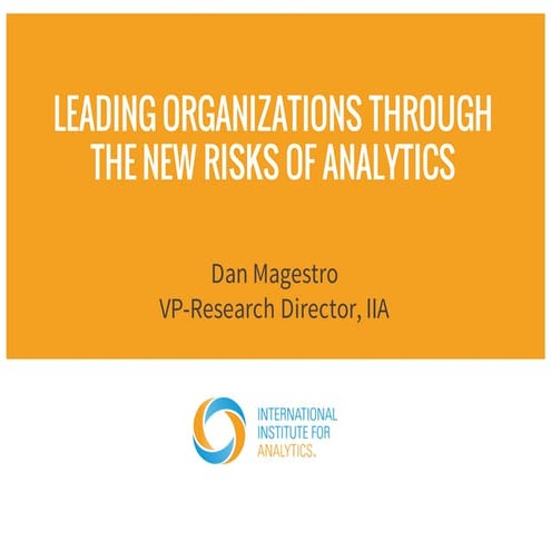 International Institute for Analytics at The Chief Analytics Officer Forum, E...