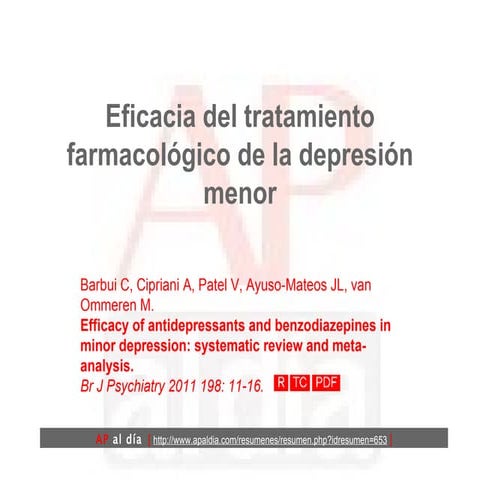 Los antidepresivos no son eficaces en el tratamiento de la depresión menor