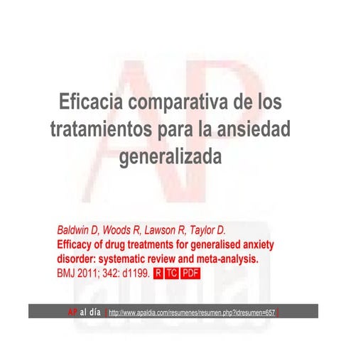 Eficacia comparativa de los tratamientos para el trastorno de ansiedad generalizada