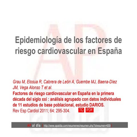Epidemiología de los factores de riesgo cardiovascular en España