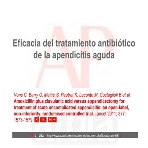 ¿El tratamiento antibiótico puede ser una alternativa a la apendicectomía?