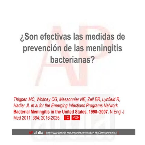 ¿Son efectivas las medidas preventivas de las meningitis bacterianas?