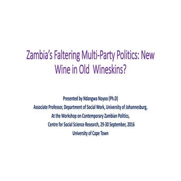 Zambia’s Faltering Multi-Party Politics