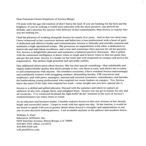 Minge Recomendation Letters